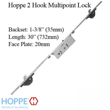 HOPPE MP LOCK, 2 HOOKS, 35MM SLIDING DOOR LOCK, 20MM FACE